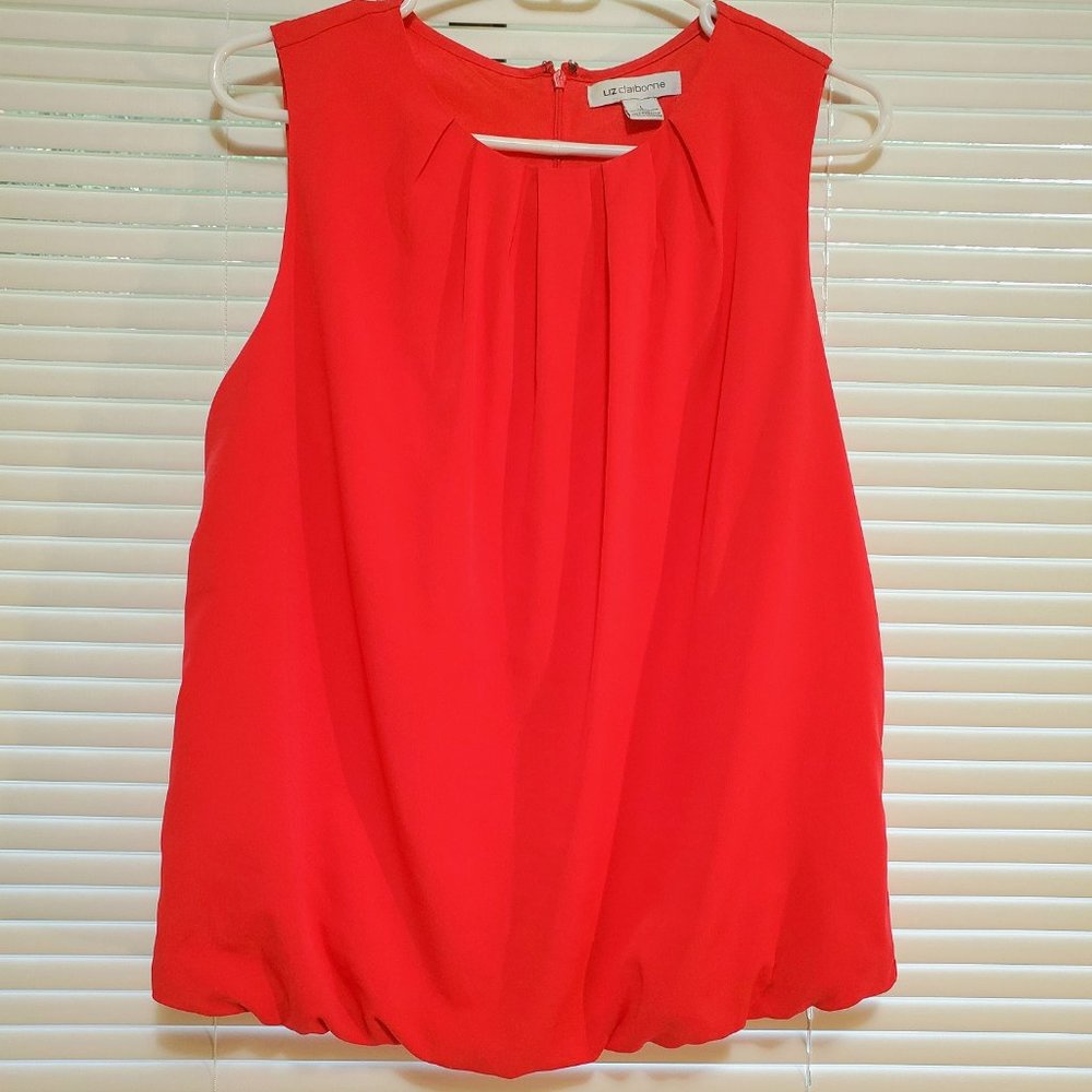 Bright coral pleated blouse